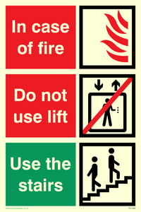 In case of fire/use stairs